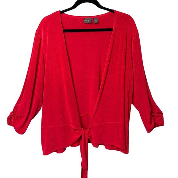 Chico's Sweaters - Chico's Travelers Liquid Knit Jacket Red SZ XL Red Wrinkle Free Travel Resort